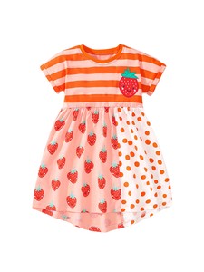 Kids' Casual Dress Patchwork Strawberry Switching 90cm ~ 130cm