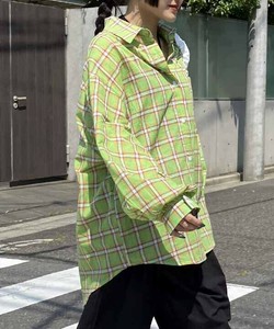 チェチェックSH チェック柄オーバーサイズ長袖シャツ