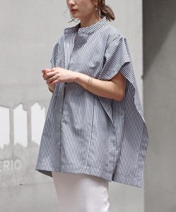 Pre-order Button Shirt/Blouse Square Shirt Poncho Band Collar