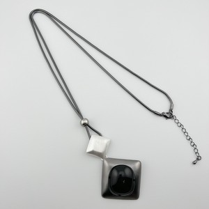 Silver Chain Necklace black Long