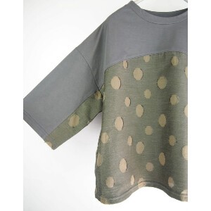 T-shirt Pullover Plain Color Spring/Summer Dot Jacquard Organdy 2-way Made in Japan