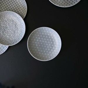 小田陶器 吉祥-kissho- 12cm小皿 麻の葉 薄灰[日本製/美濃焼/和食器]