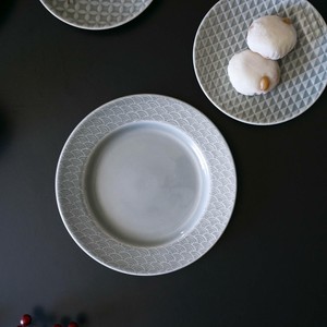 小田陶器 吉祥-kissho- 19.5cmリム皿  青海波 薄灰[日本製/美濃焼/和食器]