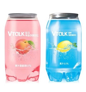 Vトーク ピンクモモエイド ブルーレモネード 350ml 透ける缶 VTalk 韓国炭酸飲料