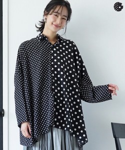 Button Shirt/Blouse Dolman Sleeve Shirtwaist Polka Dot 【2024NEW】