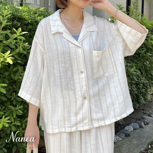 Button Shirt/Blouse Stripe Rayon Big Shirt Linen Cool Touch NEW