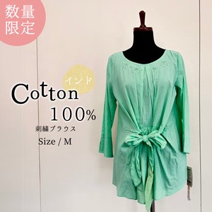 Button Shirt/Blouse Indian Cotton Waist Tops Ladies'