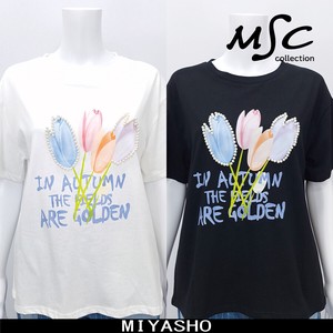T-shirt Printed Tulips Cut-and-sew