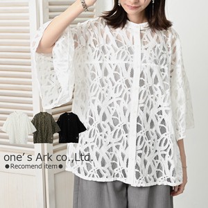 Button Shirt/Blouse Corded Lace Switching