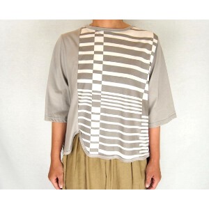 T-shirt Pullover Slit Plain Color Spring/Summer Border Made in Japan