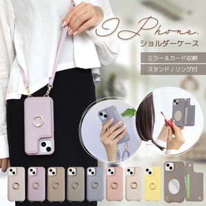 iPhone ケース スマホケース ショルダーストラップ スマホリング PU レザー カバー