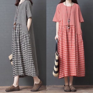 Casual Dress Natural One-piece Dress Checkered NEW
