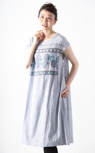 Casual Dress Indian Cotton Stripe One-piece Dress Seersucker