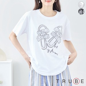 【2024新作】【M~L】パールラインストーンサンダルデザインTシャツ(C31-2168) (5号店)FM5