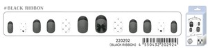 【2024年春夏新作】ネイルチップ　ショートネイルタイプ　BLACK　RIBBON　220292