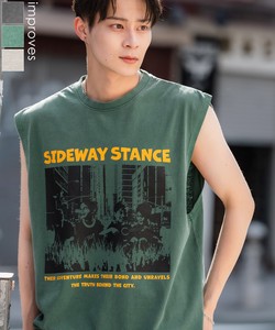 【SIDEWAYSTANCE】チルドレンバンドピグメントノースリーブTシャツ