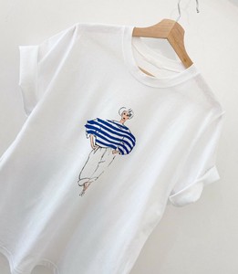 T-shirt L Border Cut-and-sew 2024 Spring/Summer