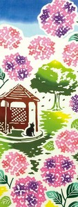 手ぬぐい 注染 『紫陽花園』 日本の伝統技法 和柄 手拭い 【和布華】 日本製