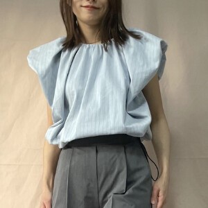 Button Shirt/Blouse Stripe Drawstring 2024 Spring/Summer