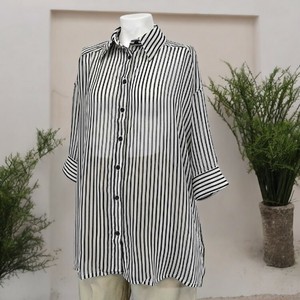 Button Shirt/Blouse Half Sleeve Large Silhouette Roll-up