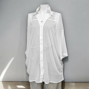 Button Shirt/Blouse 3/4 Length Sleeve Large Silhouette Roll-up