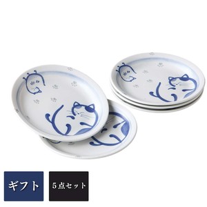 [ギフト] まろび猫取皿5客 美濃焼 日本製