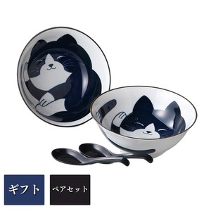 [ギフト] ハチワレ猫6.3ラ-メン丼ペア- 美濃焼 日本製