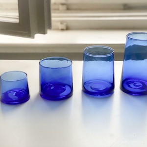 【在庫商品 】モロッコ製・リサイクルグラス：コーン型 　ブルー　//キッチン
