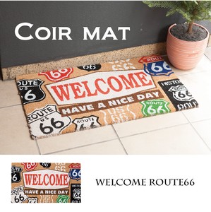 【玄関マット】Coir mat コイヤーマット［WELCOME ROUTE66］＜アメリカン雑貨＞