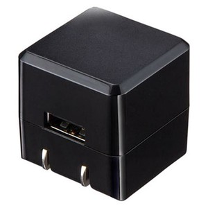 キューブ型USB充電器(1A・高耐久タイプ・ブラック) ACA-IP70BK