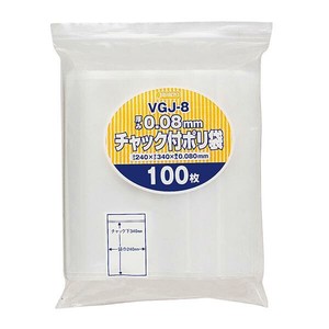 ジャパックス　チャック袋付ポリ袋厚口   透明  VGJ-8  100枚入
