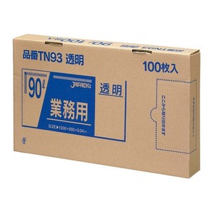 ジャパックス　メタ配合ポリ袋 90LBOX  透明  TN93  100枚入