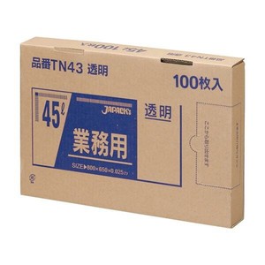 ジャパックス　メタ配合ポリ袋 45LBOX  透明  TN43  100枚入