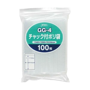 ジャパックス　チャック袋付ポリ袋   透明  GG-4  100枚入