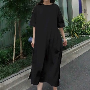 Casual Dress Plain Color Large Silhouette Summer Spring One-piece Dress