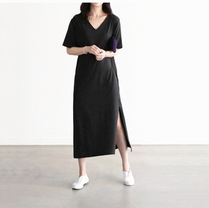 Casual Dress Plain Color V-Neck One-piece Dress Ladies'