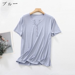 T-shirt Plain Color T-Shirt V-Neck Ladies'