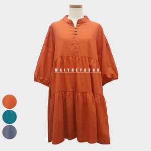 Tunic Oversized Band Collar One-piece Dress Tiered