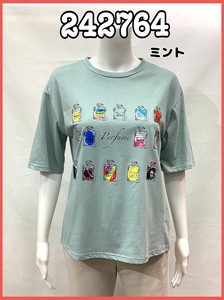 【2024 新作】レディース ミント トップス カットソー 日本製 綿 香水 プリント Tシャツ