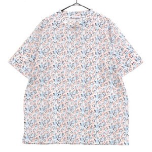 【大きいサイズあり】イラスト風3色花のハイネックTシャツ /半袖　145507