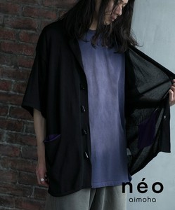 《 aimoha neo 》CONTRAST POCKETS KNIT SHIRT カーディガン メンズ 半袖 ニットシャツ