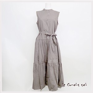 Casual Dress Stretch Long Sleeveless Stand-up Collar One-piece Dress Tiered