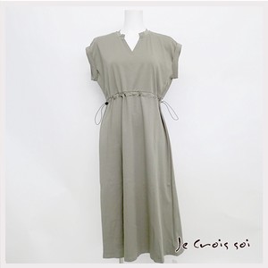 Casual Dress Bird Waist French Sleeve One-piece Dress Cut-and-sew