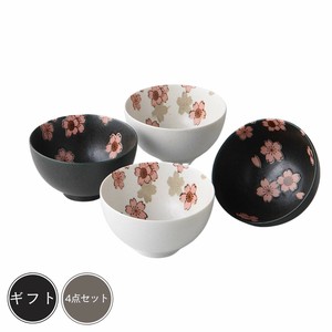 ギフト[箱入り] 揆水桜中平4客（白・黒） 美濃焼 日本製