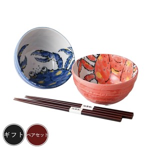 ギフト[箱入り] 海物語　4.0多用丼ペアー 美濃焼 日本製(箸付き)