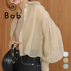 Button Shirt/Blouse Tuck Sleeves Compact Sheer Shirt Blouse
