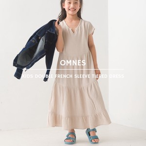 Kids' Casual Dress Double Gauze French Sleeve One-piece Dress Tiered