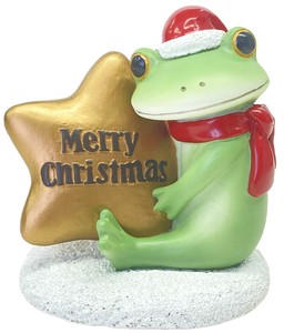 コポー ミドル クリスマス キラキラ星とカエル 冬  蛙 かえる 置物 マスコット copeau
