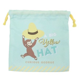 【巾着袋】おさるのジョージ フラット巾着 シンプルライン 黄色い帽子