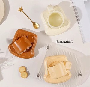 【2024新作】INSスタイル 高温耐性 コーヒーカップ皿セット チーズスタイル マグカップ 個性 牛乳カップ